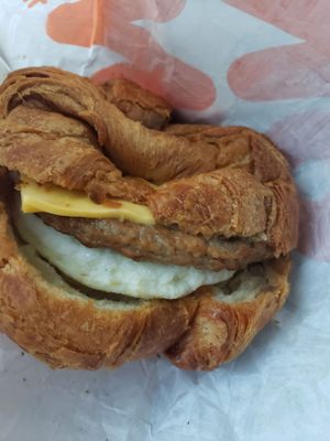 Sausage, egg and cheese croissant