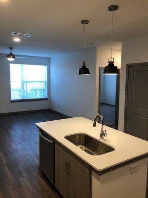 1 bedroom kitchen island with view of Race Street