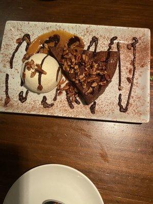 Dessert Chocolate Caramel Brownie with ice cream