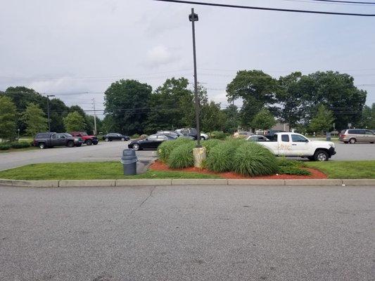 Parking to the right of the pumps