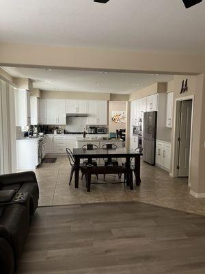 Completed kitchen and family room