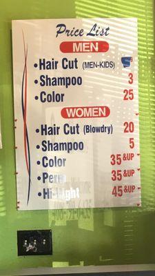 No price for male haircut... barber will just tell you a random price between $15-20 or even more...