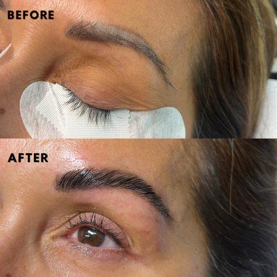 brow lamination, shape & tint