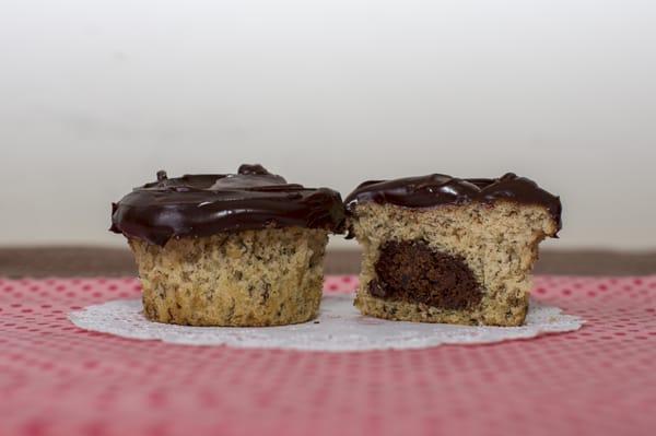 Franklin Pierce: Banana cupcake with chocolate chocolate chip cookie inside topped with fudge frosting