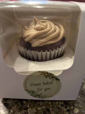 Chocolate cupcake with peanut butter frosting.