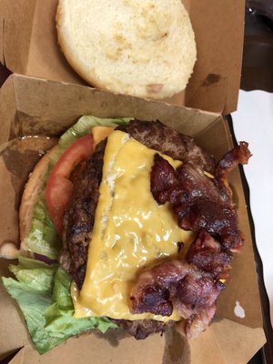 Halal bacon burger