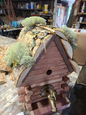 This is made out of all Cedar .
Has a bratz faucet. Just an example of what kind of bird houses I make