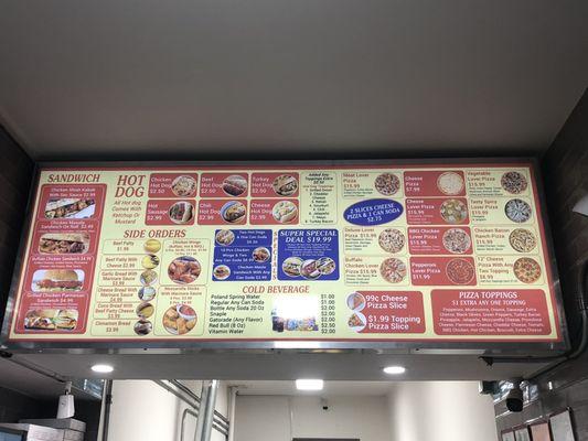 Menu board inside