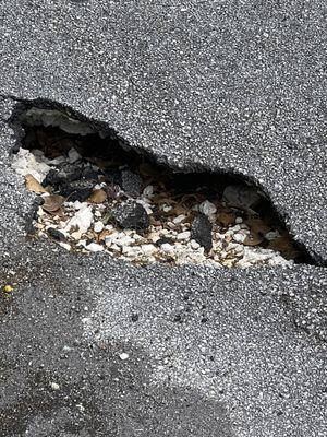 Damage near the roller hockey court.