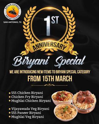 New items to Biryani Special category