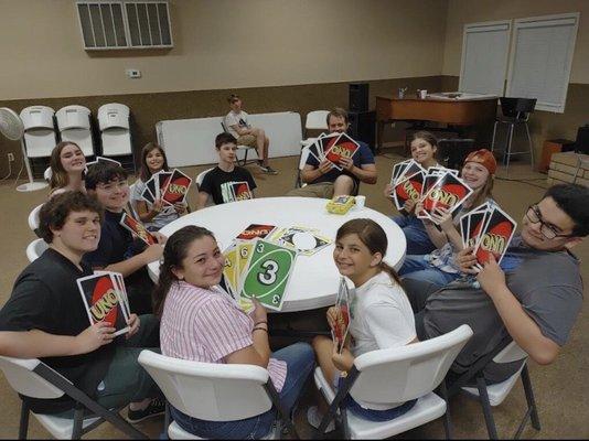 Uno with the youth group slumber party