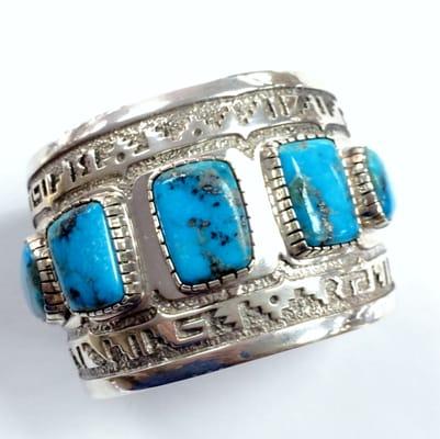 Authentic Arizona Kingman Turquoise Cuff 
 Michael Perry - Navajo