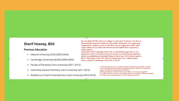 Why would  EIOH allow Sherif Hosney middle school tests on a professional web site? What did they hope to communicate by doing that?