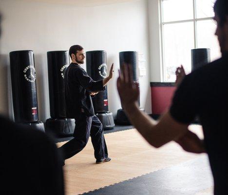 Adult Kung Fu training for focus, balance, and stronger legs!