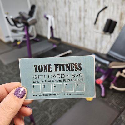 Group fitness; Gift Cards available