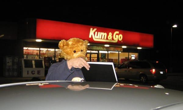 Teddy at the Kum & Go on their 50th Anniversary.