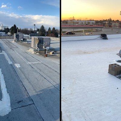 Before and after Conoco Gas Station roof