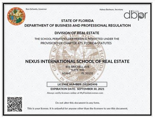 Escuela Licenciada por el estado de Florida