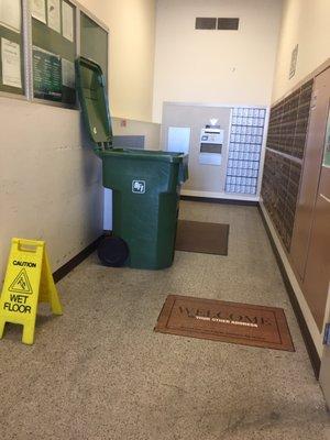 Tiny hallway for post office boxes