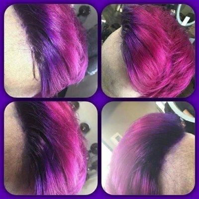 Vivid haircolor and mohawk haircut