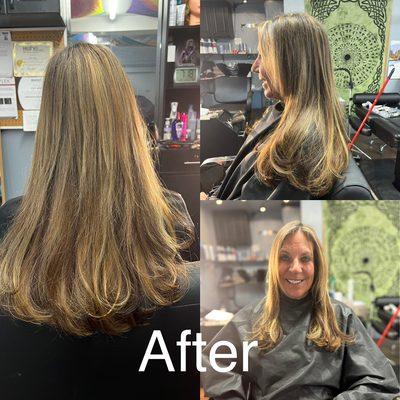 These are the after photos featuring keratin fusion hair extensions