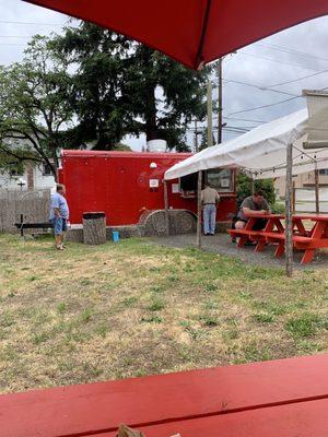 The spot with outdoor seating , perfect for social distancing during Covid 19 pandemic .