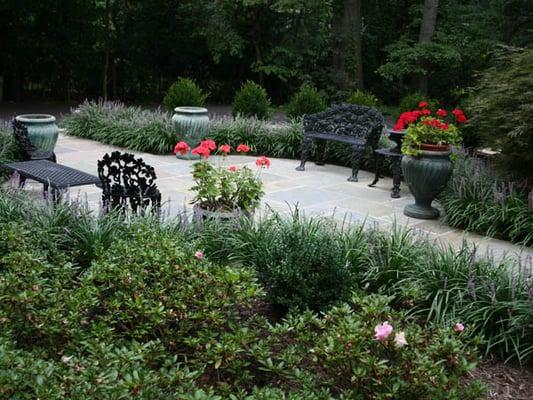 Front Entrance with Stone Walkway and Landscaping in Fairfax, VA by Land Art Design, Inc.