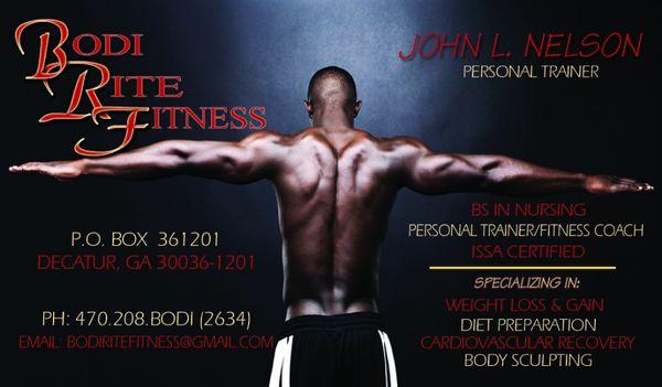 Client: J. Nelson Product: BodyRite Fitness Business Card Design