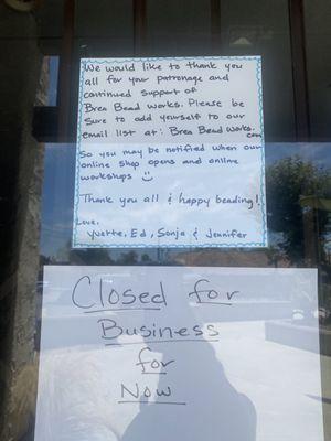 Business is closed for now :(