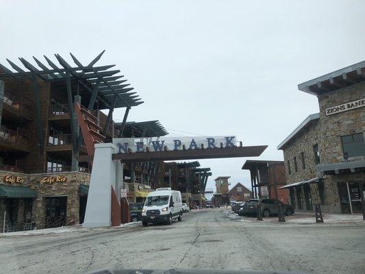 Hotel on left.