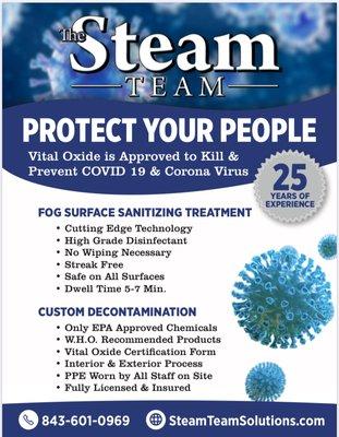 Sanitizing and disinfecting residential, commercial and industrial.