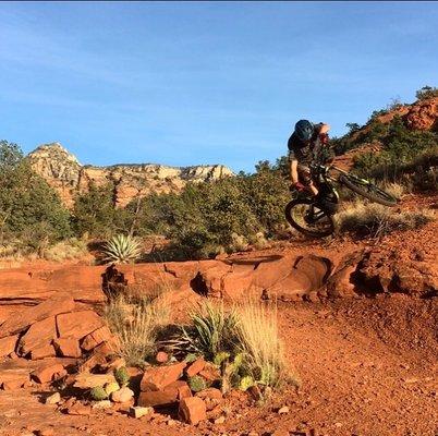 One of our tour guides, Jeremy shredding in Sedona, AZ.