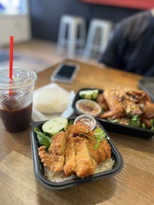 Little Cluck Crispy Chicken Had Yai Fried Chicken Wings Thai Iced Coffee Thai Iced Tea