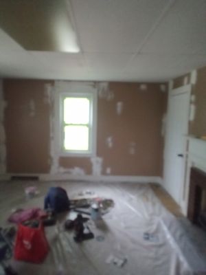 Living room walls mudded