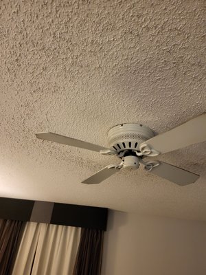 Dirt ring from ceiling fan and dirt on fan