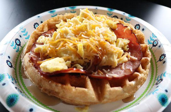 Ham, Eggs, & Cheese Waffle