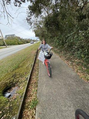 Riding the coral bike!