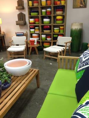 Colorful pots and furniture