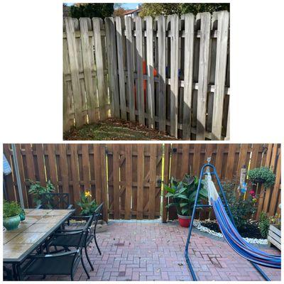 Power washed and stained fence.