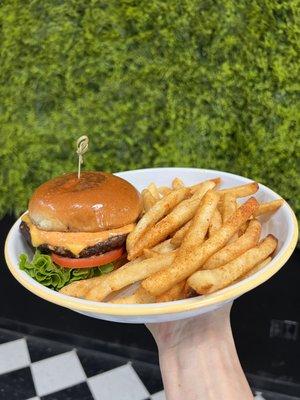 Veggie Burger with fries