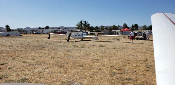 Grob 103 being parked for the day