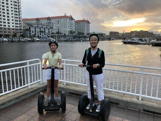 Our Segway tour on the Tampa Riverwalk at dusk. It was a blast!