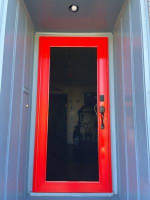 Red security door