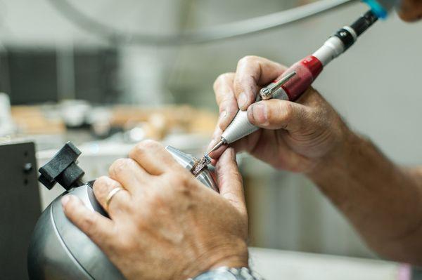 Eddie working on a unique diamond piece.