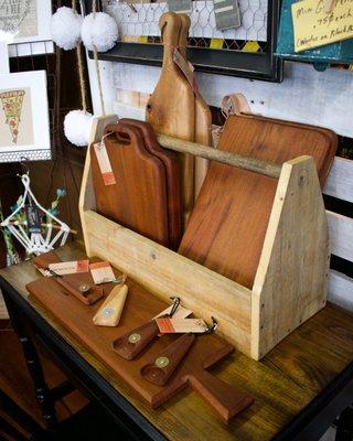 Handmade serving boards and bottle openers