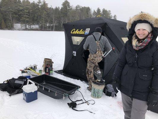 Mike takes care of you.  Tent set up with heater, sonar, snacks, coffee, and a fantastic lunch!