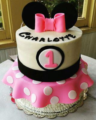 Fun Minnie cake.  Eggless for birthday girl!