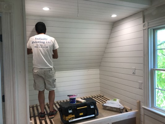 Preparation of shiplap before spraying