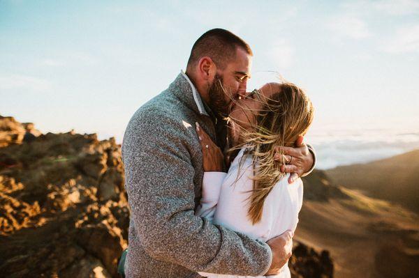 Surprise engagement photos on Haleakala