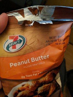 Expired Peanut Butter filled pretzels July 2 18, today is April 7 19